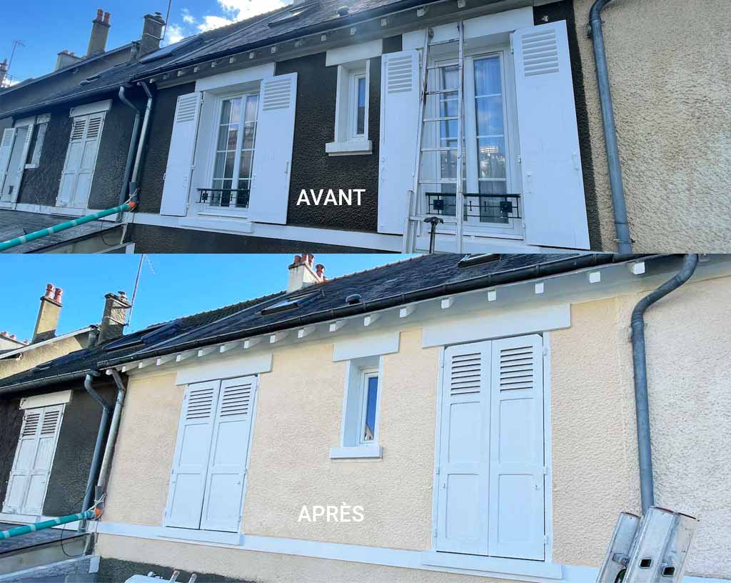 Nettoyage et peinture façade - Couverture Hubert 91 dans l’Essonne 91 : Nettoyage et peinture façade : traitement anti-mousse, imperméabilisation, ravalement peinture façade, boiserie, ferronnerie. Couverture Hubert 91 : artisan Peintre dans l’Essonne 91
