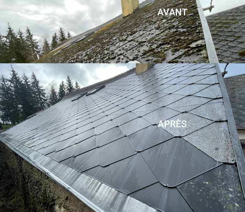 Nettoyage toiture : Couverture Hubert 91: couvreur dans l’Essonne 91 - Nettoyage et démoussage toiture et peinture résine hydrofuge colorée pour toit toiture. Artisan couvreur dans l’Essonne 91
